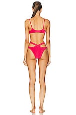 THE ATTICO Terry Cloth One Piece Swimsuit in Watermelon, view 3, click to view large image.