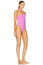 THE ATTICO One Shoulder Swim Suit in Hot Pink, view 2, click to view large image.