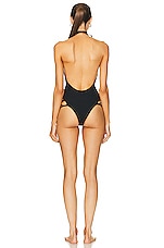 THE ATTICO Tie One Piece Swimsuit in Black, view 3, click to view large image.