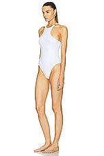 THE ATTICO Wet Effect One Piece Swimsuit in White, view 3, click to view large image.
