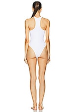 THE ATTICO Wet Effect One Piece Swimsuit in White, view 4, click to view large image.