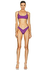 THE ATTICO Lycra Bikini Set in Purple, view 1, click to view large image.