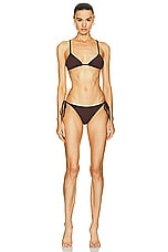 THE ATTICO Lycra Bikini Set in Dark Brown, view 1, click to view large image.