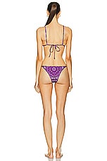 THE ATTICO Bandana Printed Bikini Set in Violet, Brown, & White, view 3, click to view large image.