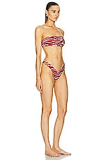THE ATTICO Zebra Printed Bikini Set in Red & Milk, view 2, click to view large image.