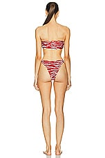 THE ATTICO Zebra Printed Bikini Set in Red & Milk, view 3, click to view large image.