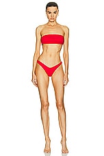 THE ATTICO Strapless Bikini Set in Red, view 1, click to view large image.