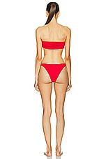 THE ATTICO Strapless Bikini Set in Red, view 3, click to view large image.