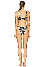 THE ATTICO Zebra Printed Bikini Set in Cappuccino & Black, view 3, click to view large image.