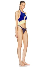 THE ATTICO One Piece Swimsuit in Dark Grapes, Iris Blue, & Light Yellow, view 2, click to view large image.