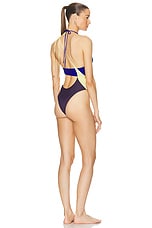 THE ATTICO One Piece Swimsuit in Dark Grapes, Iris Blue, & Light Yellow, view 4, click to view large image.