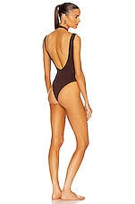 THE ATTICO Choker Swimsuit in Coffee, view 3, click to view large image.
