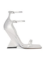 THE ATTICO Grace Ankle Strap Sandal in Silver, view 1, click to view large image.