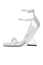 THE ATTICO Grace Ankle Strap Sandal in Silver, view 5, click to view large image.