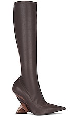 THE ATTICO Cheope Stretch Boot in Chocolate, view 1, click to view large image.