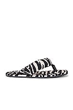 THE ATTICO Zebra Printed Indie Flat Thong Sandal in Cappuccino & Black, view 1, click to view large image.