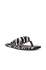 THE ATTICO Zebra Printed Indie Flat Thong Sandal in Cappuccino & Black, view 2, click to view large image.