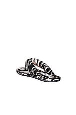 THE ATTICO Zebra Printed Indie Flat Thong Sandal in Cappuccino & Black, view 3, click to view large image.