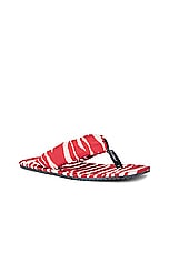 THE ATTICO Zebra Printed Indie Flat Thong Sandal in Red & Milk, view 2, click to view large image.