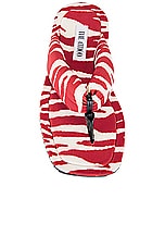 THE ATTICO Zebra Printed Indie Flat Thong Sandal in Red & Milk, view 4, click to view large image.