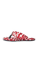 THE ATTICO Zebra Printed Indie Flat Thong Sandal in Red & Milk, view 5, click to view large image.