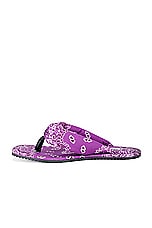 THE ATTICO Bandana Printed Indie Flat Thong Sandal in Violet, Brown, & White, view 5, click to view large image.