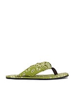 THE ATTICO Flip Flop Sandal in Green, Military Green, & White, view 1, click to view large image.