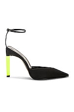 THE ATTICO Perine 105 Pump in Black & Fluo Yellow, view 1, click to view large image.