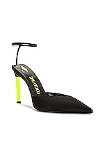 THE ATTICO Perine 105 Pump in Black & Fluo Yellow, view 2, click to view large image.