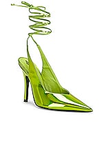THE ATTICO Venus Sling Back Pump in Lime, view 2, click to view large image.