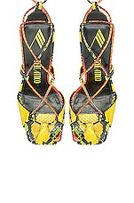 THE ATTICO Adele Lace Up Pump in Orange, Black, Yellow, & Green, view 2, click to view large image.