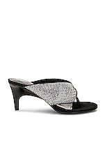 THE ATTICO Rem Sandal In Silver &amp; Black in Silver & Black, view 1, click to view large image.
