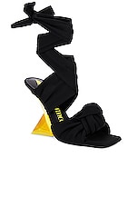 THE ATTICO Duse Sandal in Black & Mustard, view 2, click to view large image.