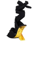 THE ATTICO Duse Sandal in Black & Mustard, view 3, click to view large image.