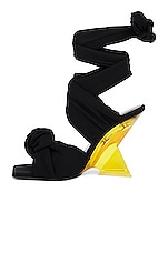 THE ATTICO Duse Sandal in Black & Mustard, view 5, click to view large image.