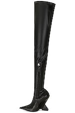 THE ATTICO Cheope Stretch Thigh High Boot In Black in Black, view 5, click to view large image.