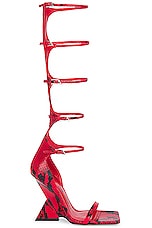 THE ATTICO Grace Multi Strap Sandal in Red & Black, view 1, click to view large image.