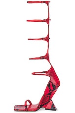 THE ATTICO Grace Multi Strap Sandal in Red & Black, view 5, click to view large image.