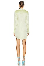 Alexander Wang Crystal Hotfix Slim Shirt Dress in Pale Lime Yellow, view 3, click to view large image.