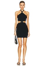 Alexander Wang Criss Cross Logo Halter Dress in Black, view 1, click to view large image.