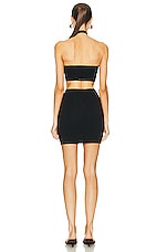 Alexander Wang Criss Cross Logo Halter Dress in Black, view 3, click to view large image.