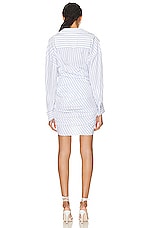 Alexander Wang Twisted Cowl Dress in White & Blue, view 3, click to view large image.