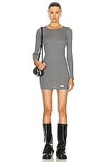 Alexander Wang Long Sleeve Crewneck Dress in Dark Heather Grey, view 1, click to view large image.