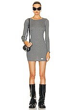 Alexander Wang Long Sleeve Crewneck Dress in Dark Heather Grey, view 5, click to view large image.