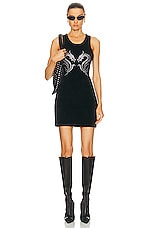 Alexander Wang Mini Tank Dress With Crystal Dragon Hotfix in Washed Pepper, view 4, click to view large image.
