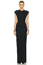 Alexander Wang Drop Shoulder Crew Neck Maxi Dress With Side Drape in Black, view 1, click to view large image.