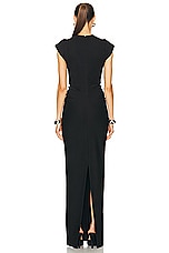 Alexander Wang Drop Shoulder Crew Neck Maxi Dress With Side Drape in Black, view 3, click to view large image.