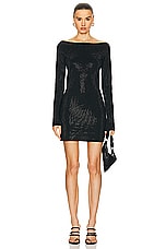Alexander Wang Boatneck Mini Dress in Black, view 1, click to view large image.