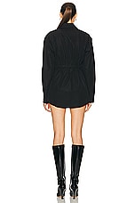 Alexander Wang Button Down Tunic Dress With Leather Belt in Black, view 3, click to view large image.