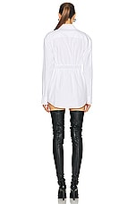 Alexander Wang Button Down Tunic Dress With Leather Belt in White, view 3, click to view large image.